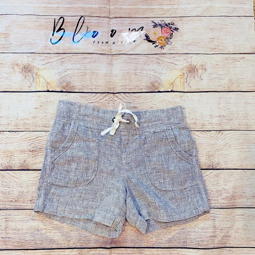 🌷Athleta Striped drawstring linen shorts size 2! - Picture 2 of 5